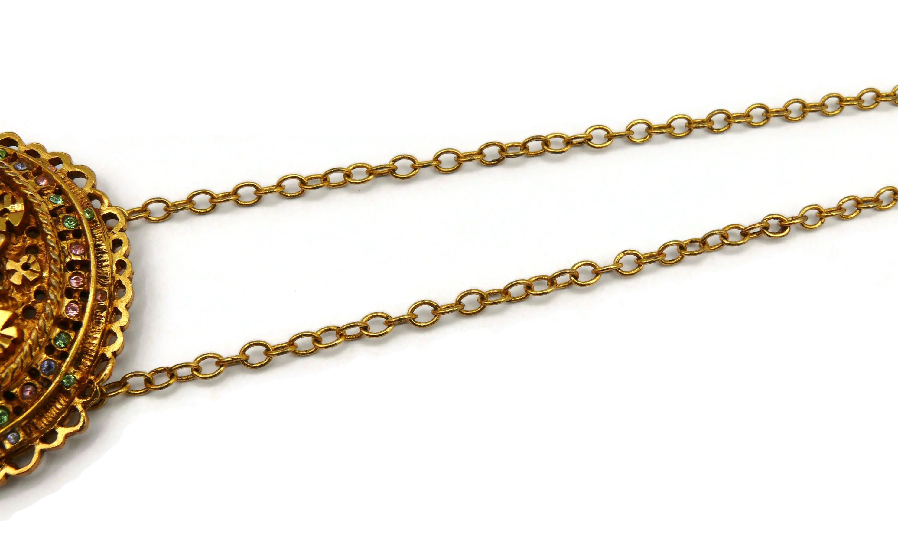 CHRISTIAN LACROIX Vintage Jewelled Pendant Necklace For Sale 9