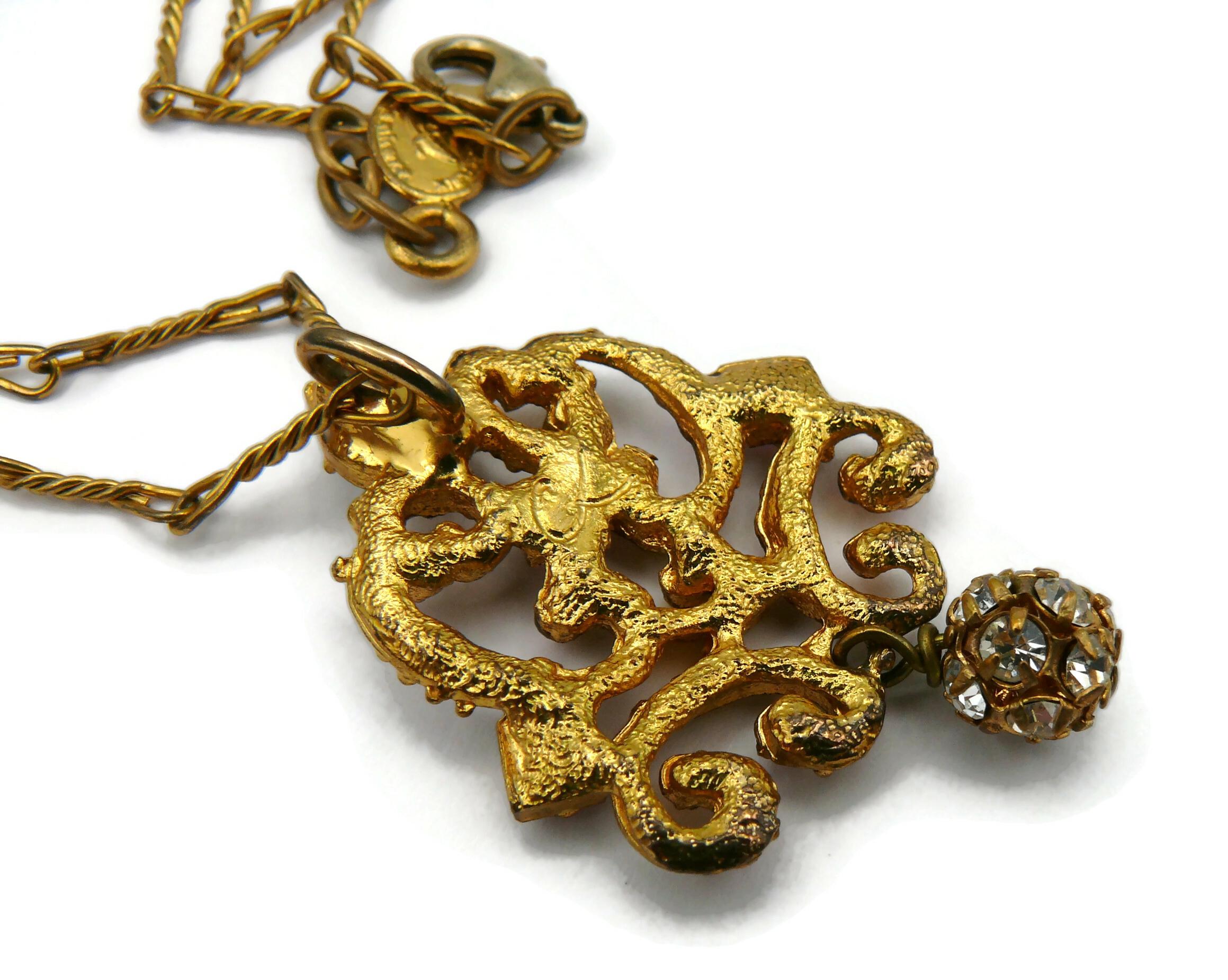 CHRISTIAN LACROIX Vintage Jewelled Pendant Necklace For Sale 11