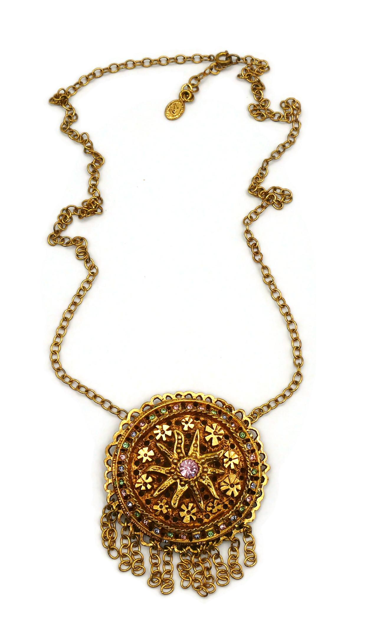 CHRISTIAN LACROIX Vintage Jewelled Pendant Necklace In Good Condition For Sale In Nice, FR
