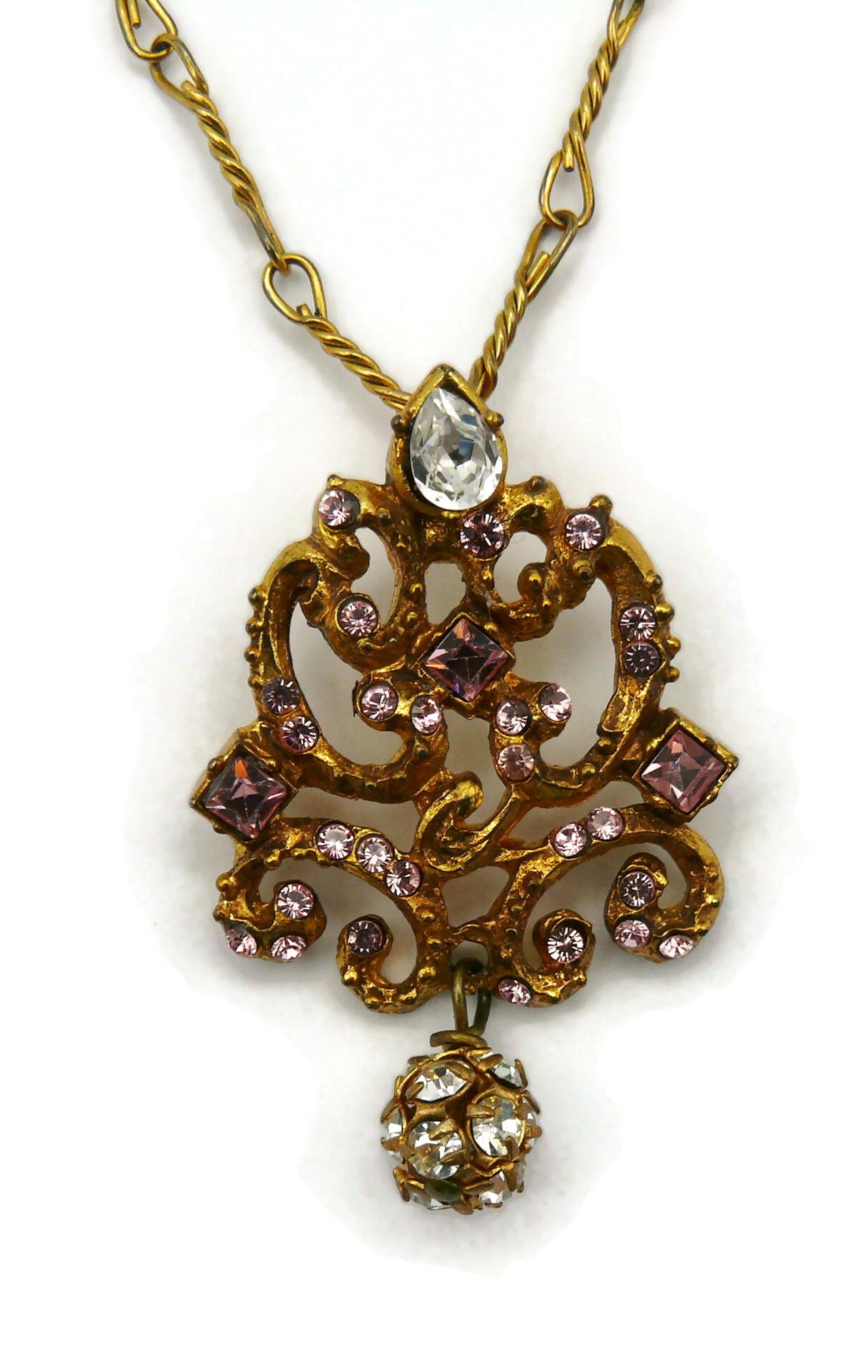 CHRISTIAN LACROIX Vintage Jewelled Pendant Necklace For Sale 1