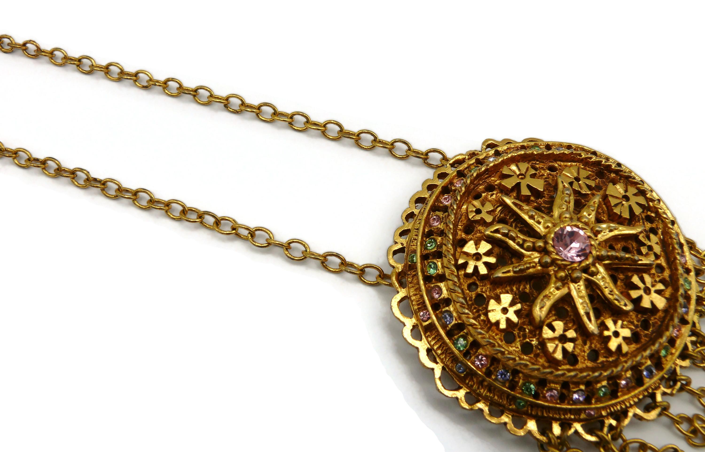 CHRISTIAN LACROIX Vintage Jewelled Pendant Necklace For Sale 5