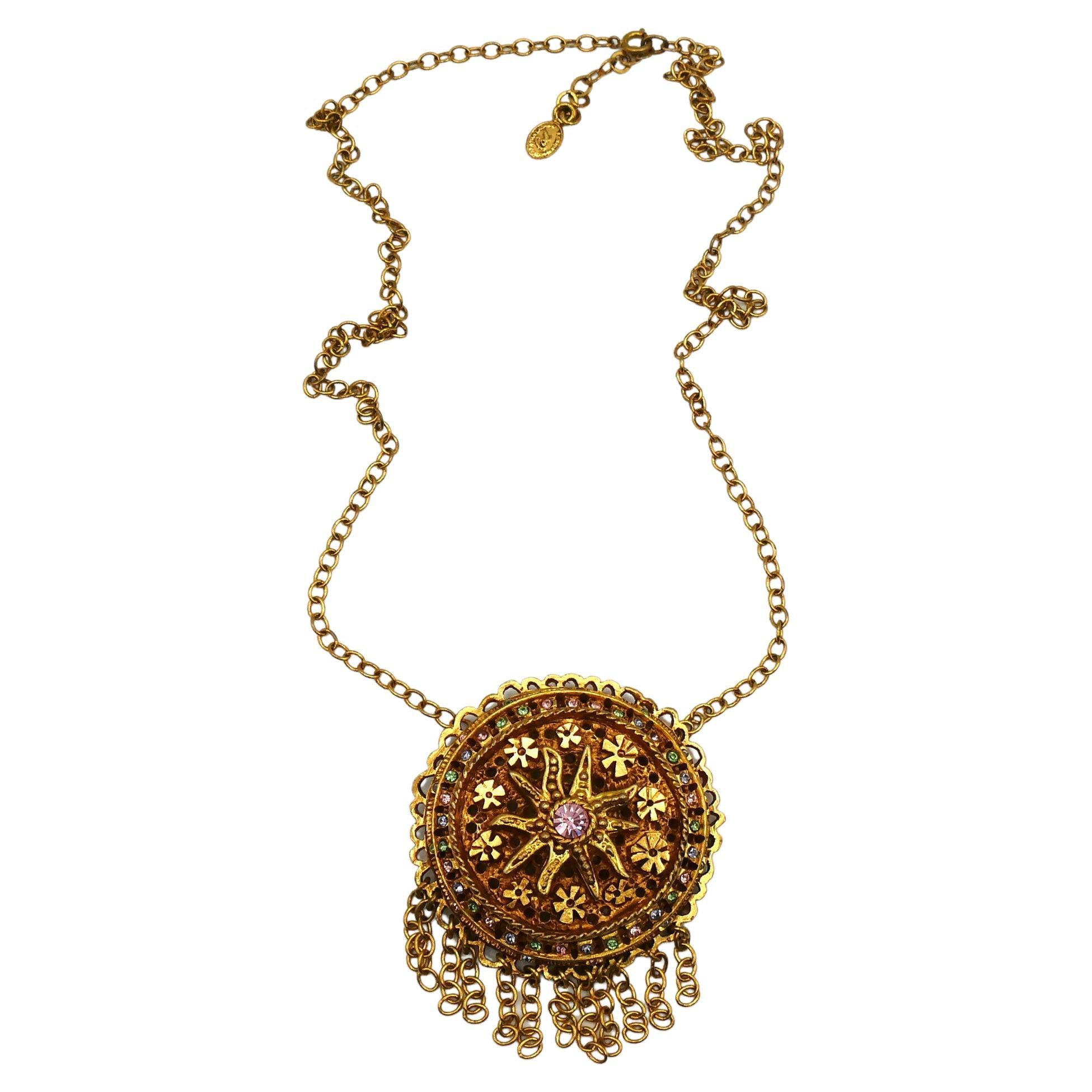 CHRISTIAN LACROIX Vintage Jewelled Pendant Necklace For Sale
