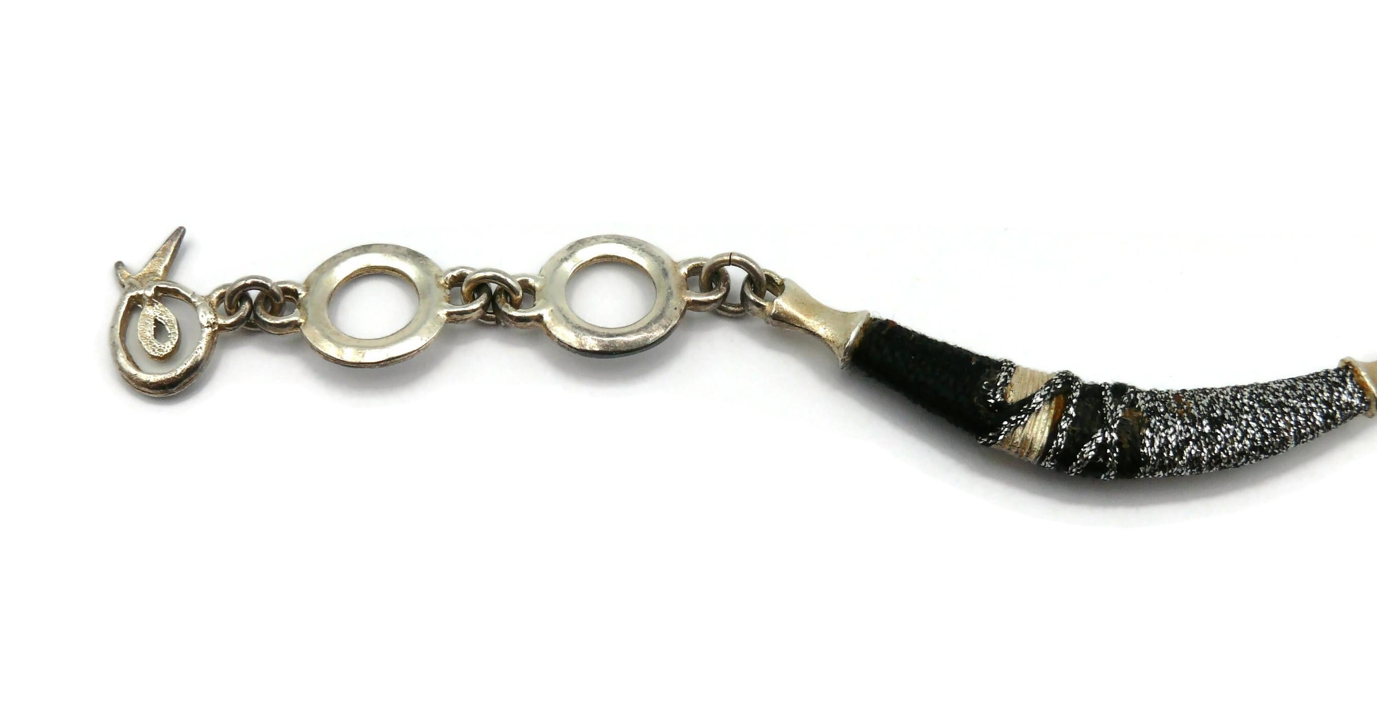 CHRISTIAN LACROIX Vintage Jewelled Silver Tone Necklace For Sale 10