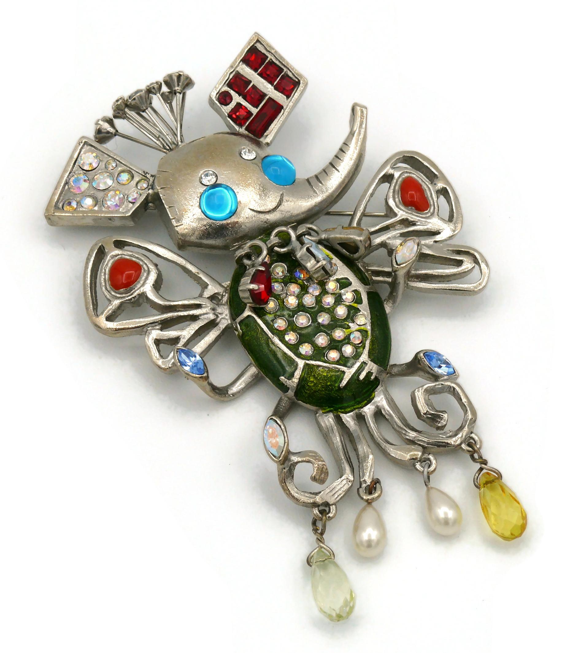 Christian Lacroix Vintage Jewelled Imaginary Animal Brooch In Good Condition For Sale In Nice, FR