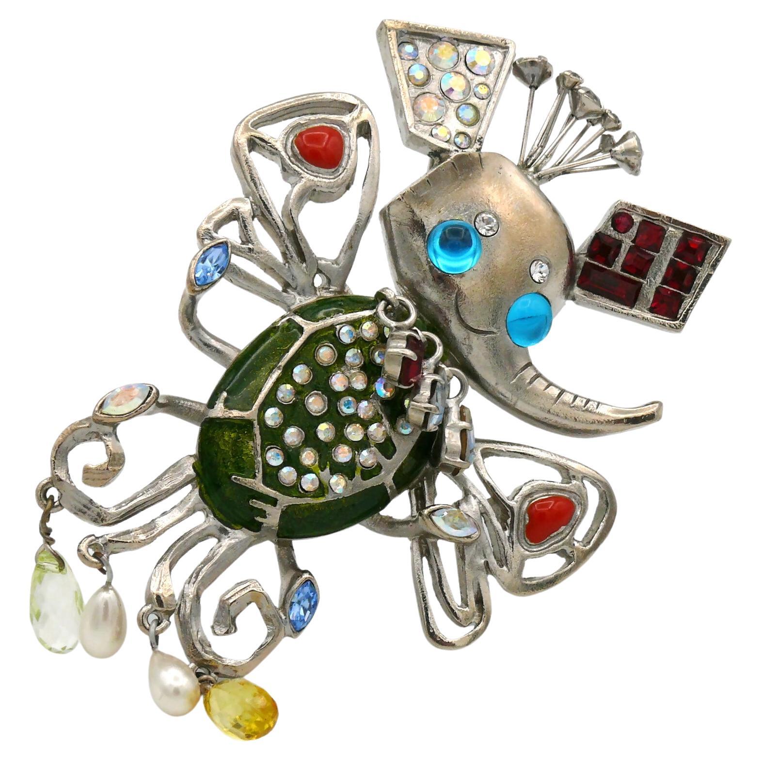 Christian Lacroix Vintage Jewelled Imaginary Animal Brooch For Sale