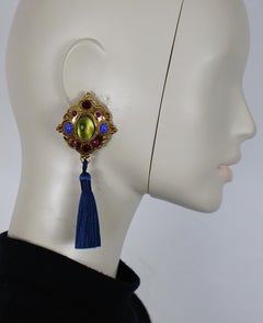 CHRISTIAN LACROIX Vintage Jewelled Tassel Dangle Earrings