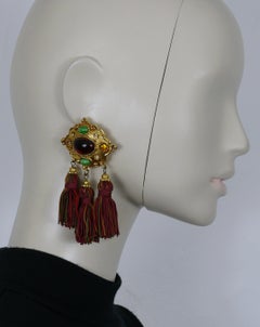 CHRISTIAN LACROIX Vintage Jewelled Tassel Dangling Earrings