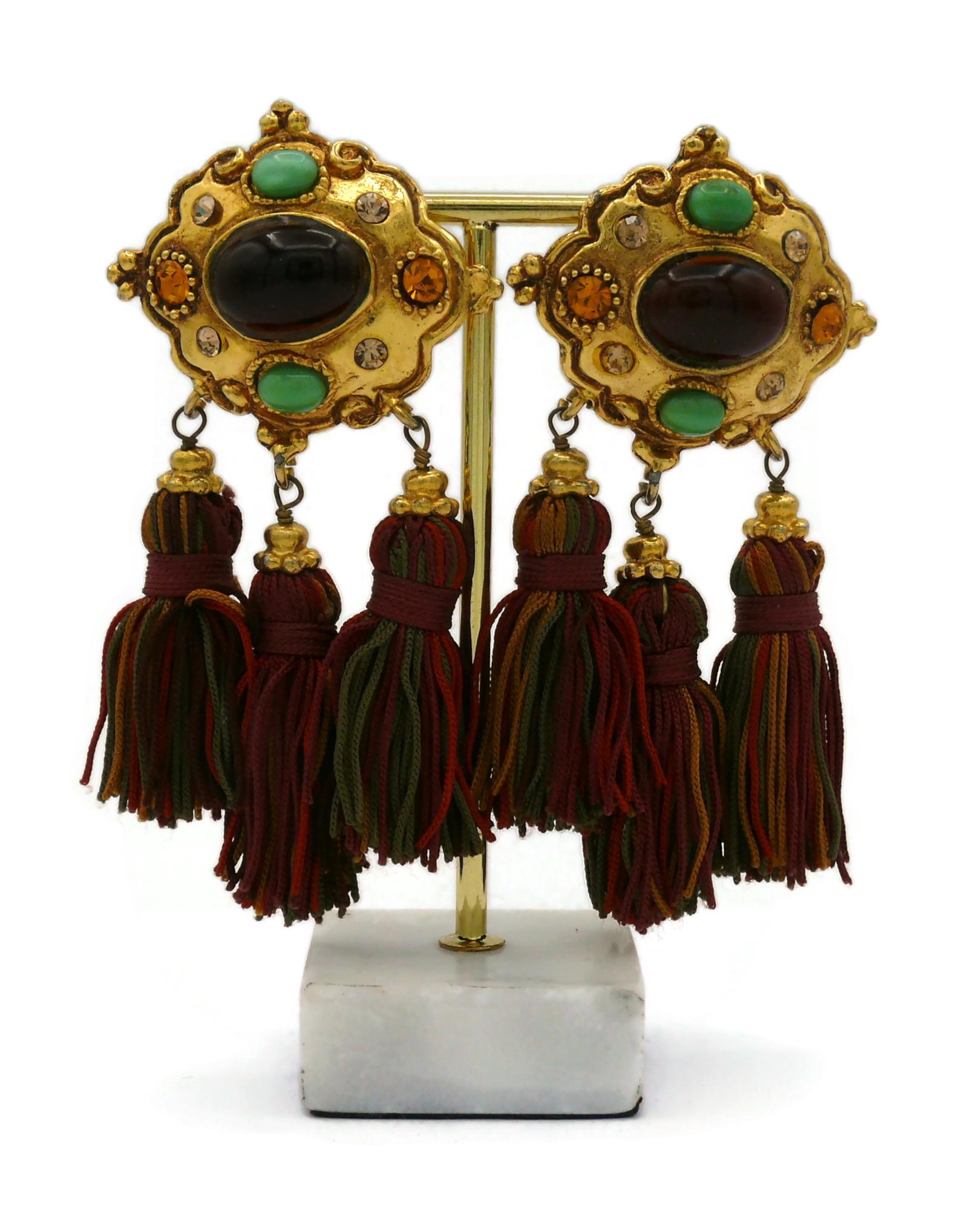Women's CHRISTIAN LACROIX Vintage Jewelled Tassel Dangling Earrings For Sale