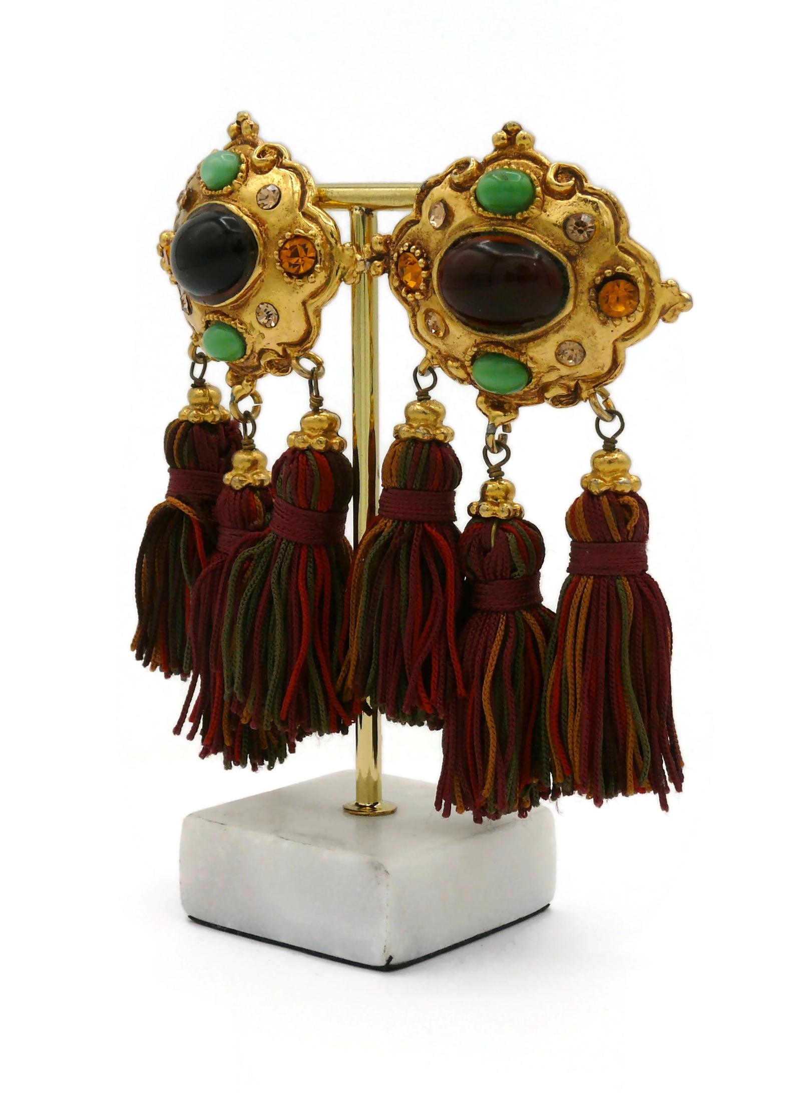 CHRISTIAN LACROIX Vintage Jewelled Tassel Dangling Earrings For Sale 1
