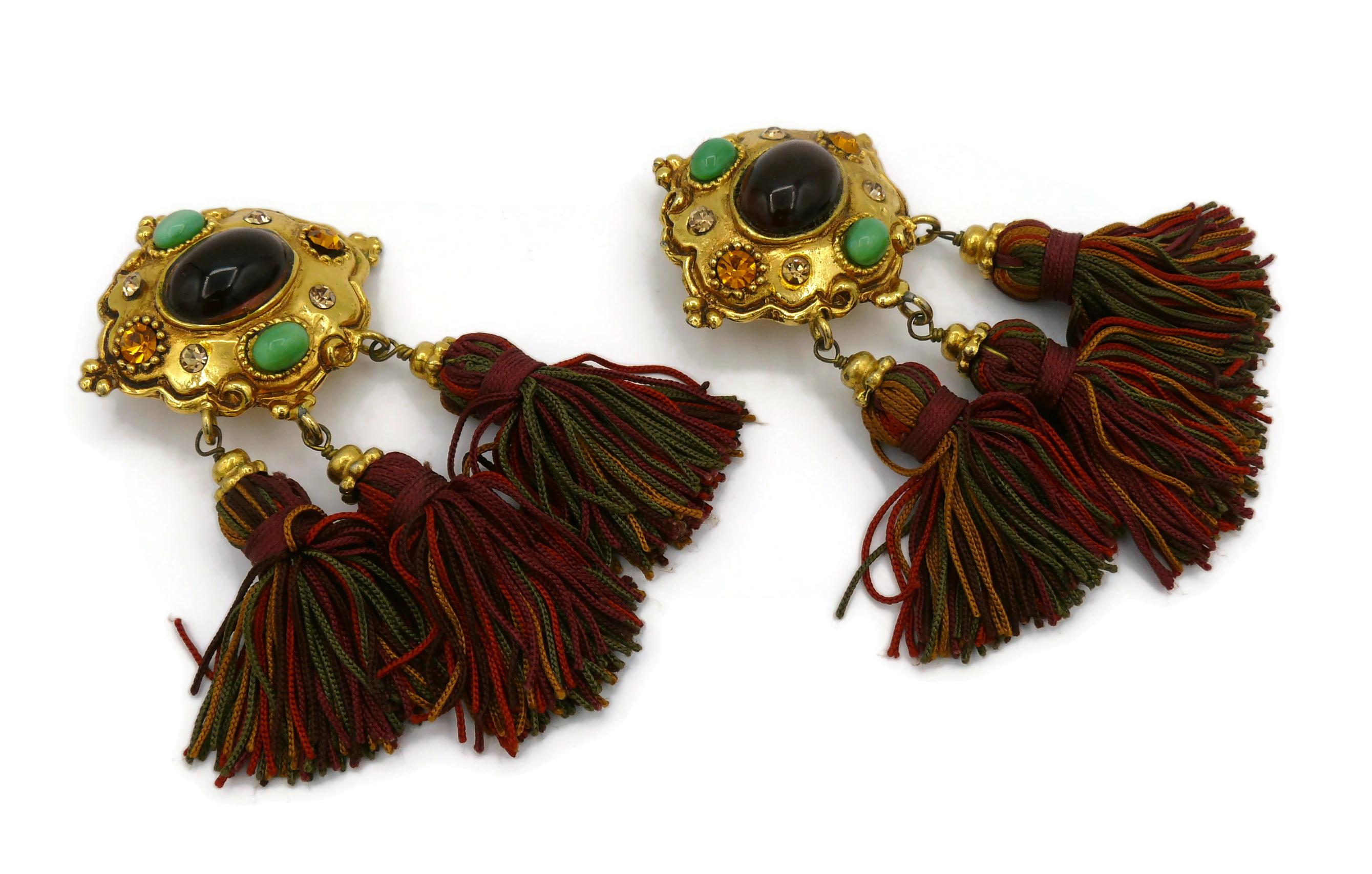 CHRISTIAN LACROIX Vintage Jewelled Tassel Dangling Earrings For Sale 2