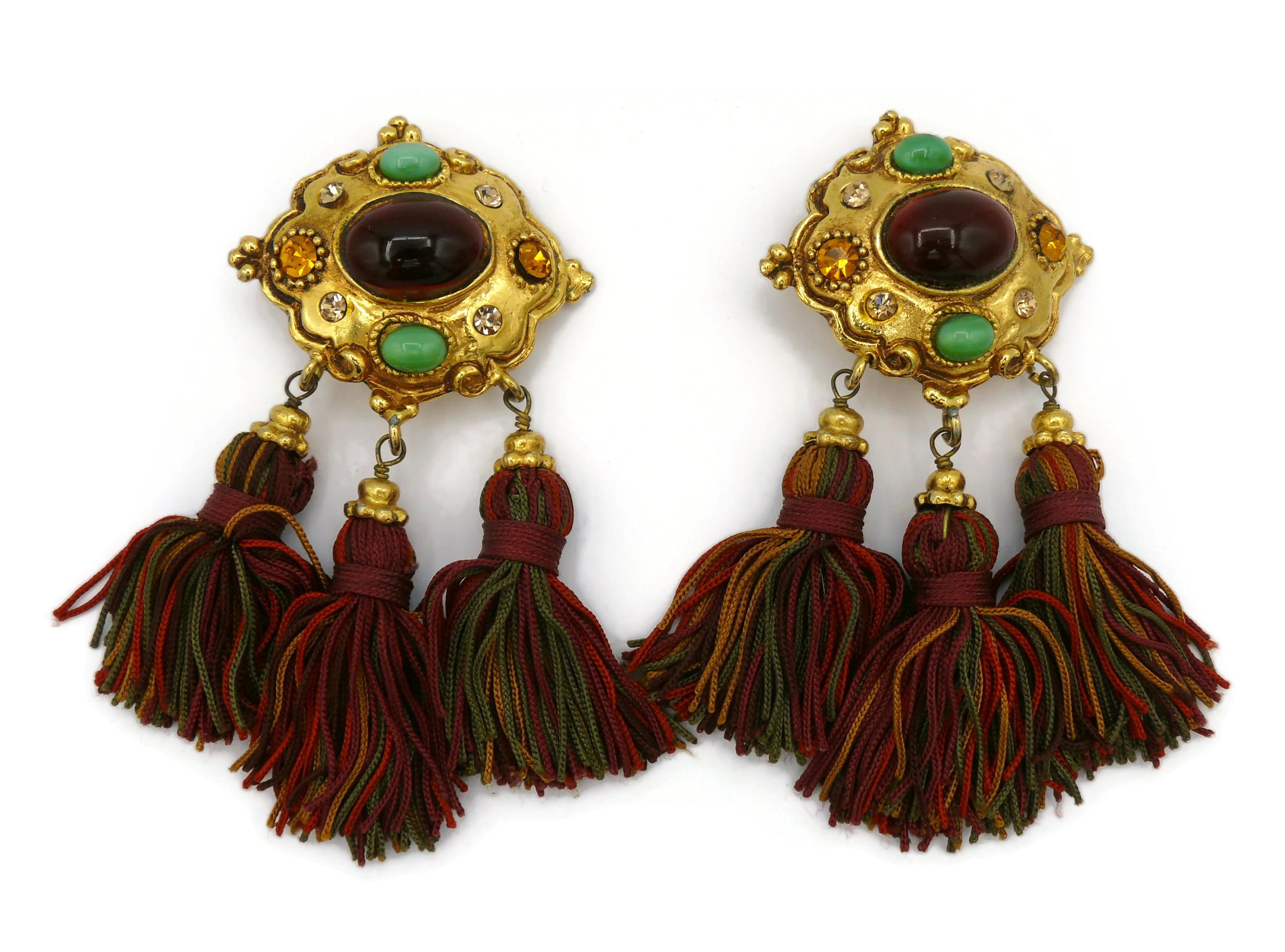 CHRISTIAN LACROIX Vintage Jewelled Tassel Dangling Earrings For Sale 3