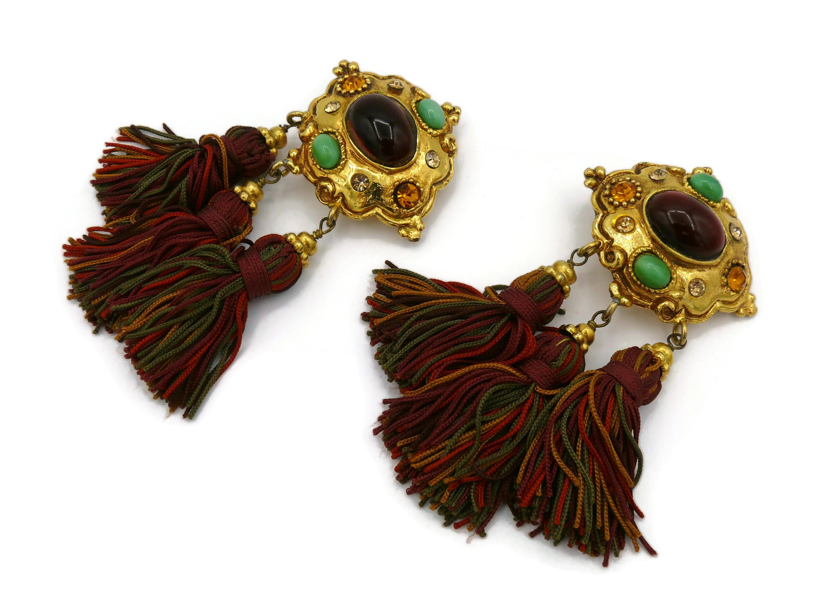 CHRISTIAN LACROIX Vintage Jewelled Tassel Dangling Earrings For Sale 4