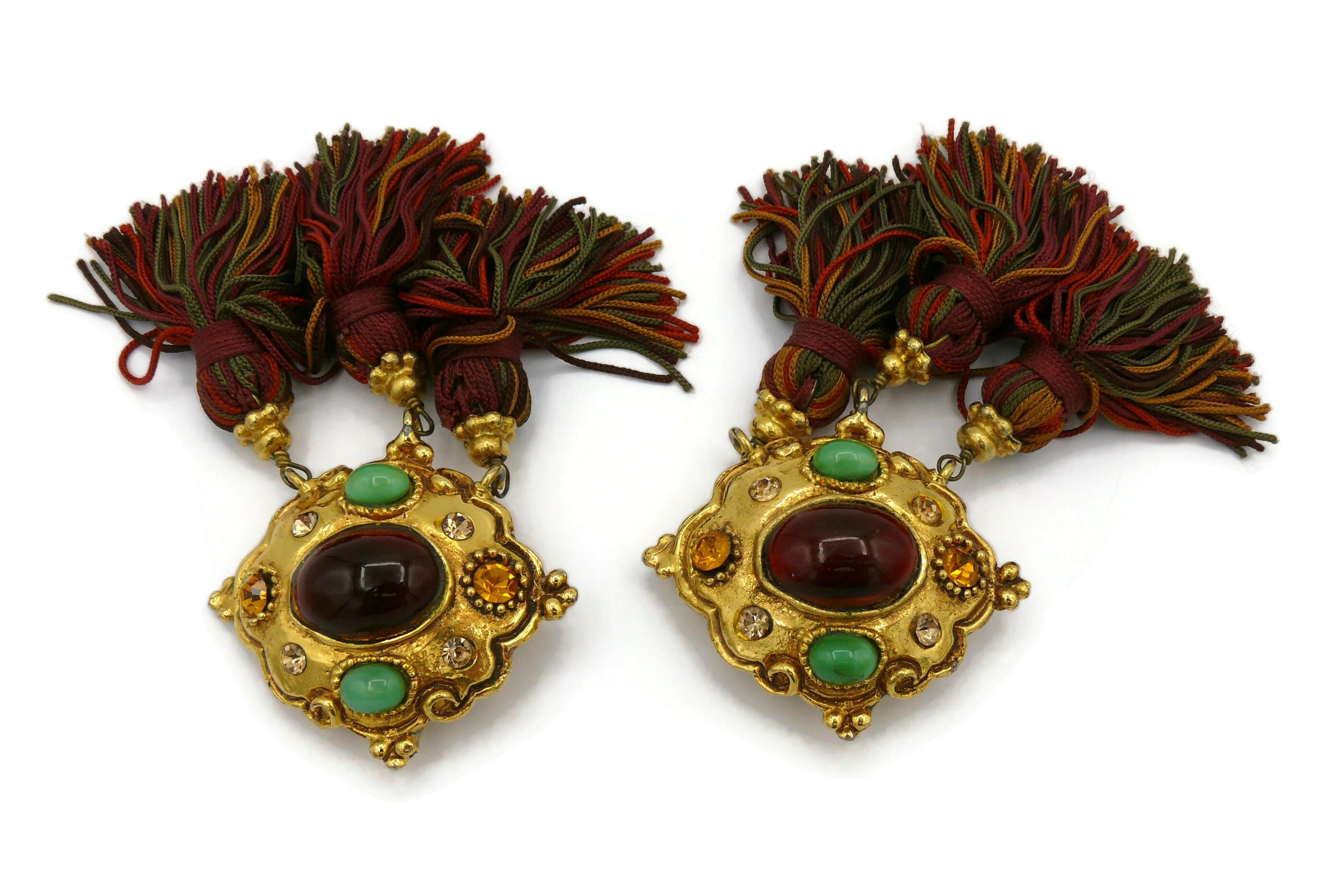 CHRISTIAN LACROIX Vintage Jewelled Tassel Dangling Earrings For Sale 5