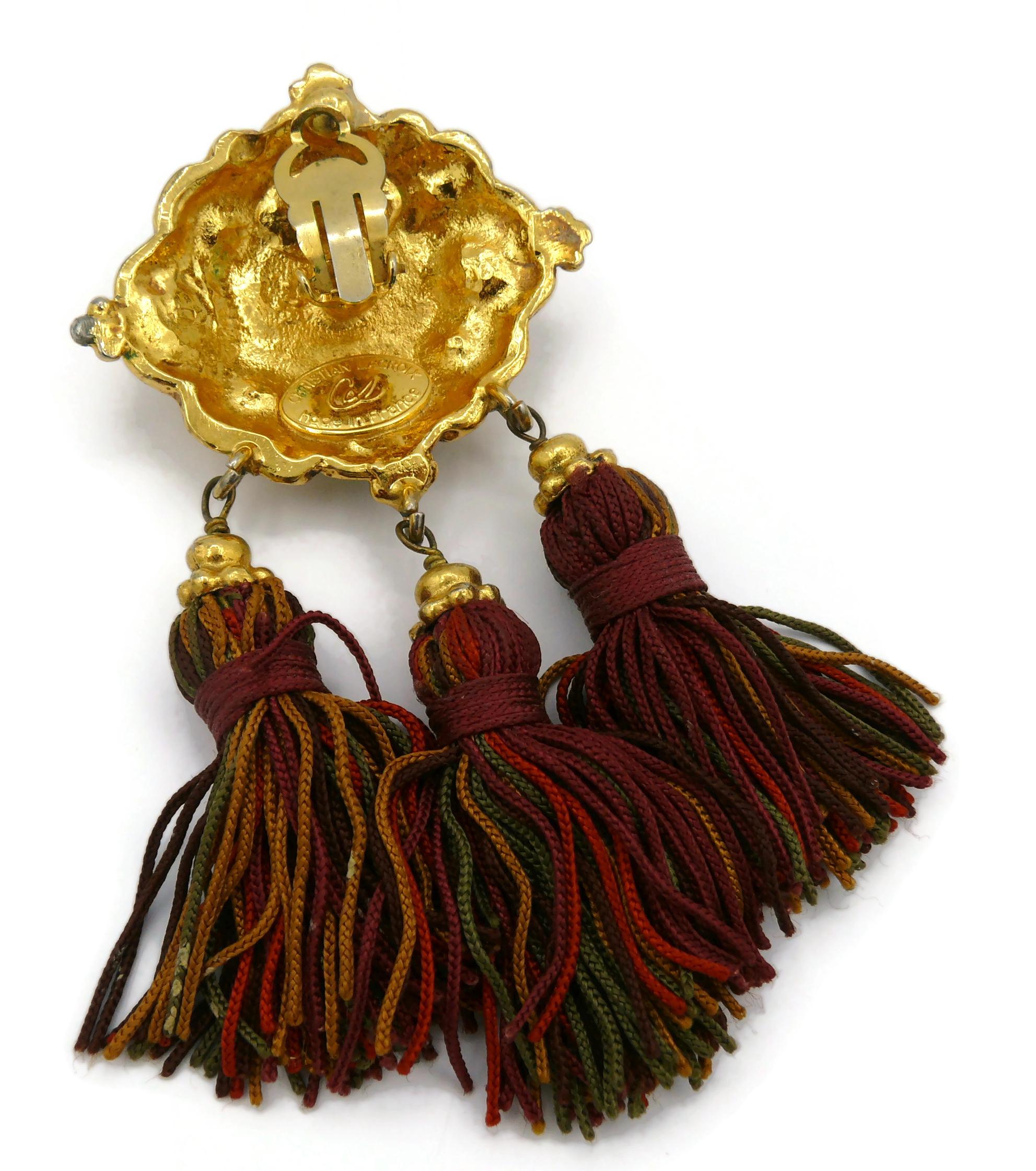 CHRISTIAN LACROIX Vintage Jewelled Tassel Dangling Earrings For Sale 6