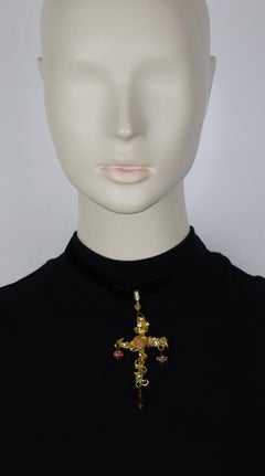 CHRISTIAN LACROIX Vintage Jewelled Textured Cross Anhänger