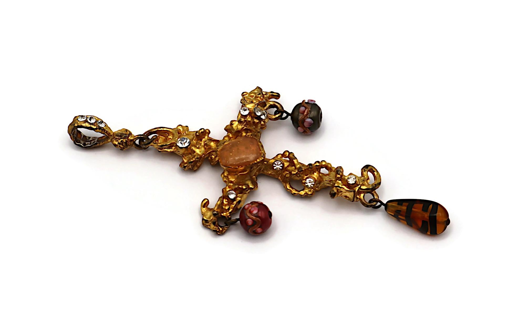 CHRISTIAN LACROIX Ciondolo a croce testurizzato Jewell Vintage in vendita 1
