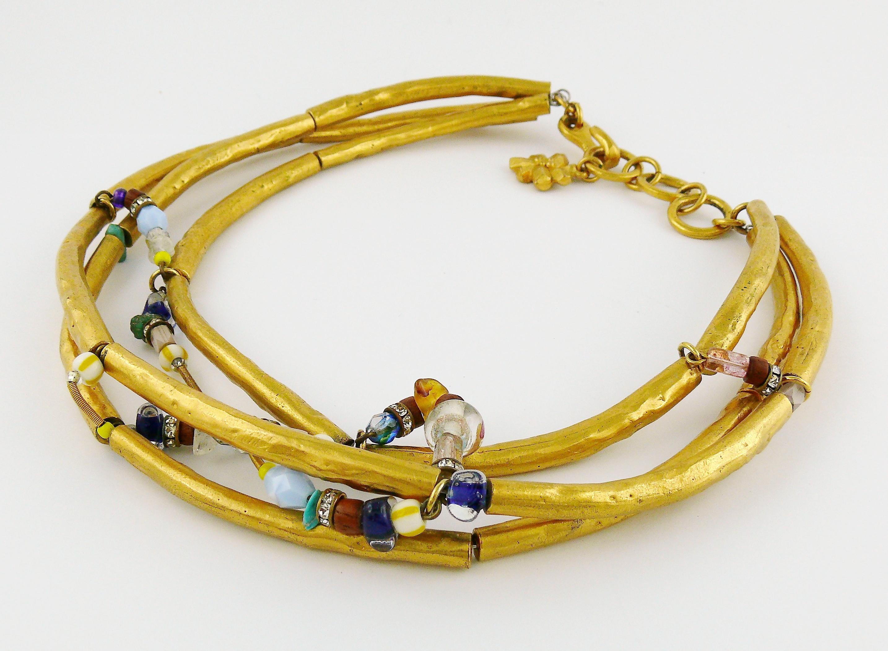 Christian Lacroix Vintage Jewelled Tubula Choker Necklace For Sale 2
