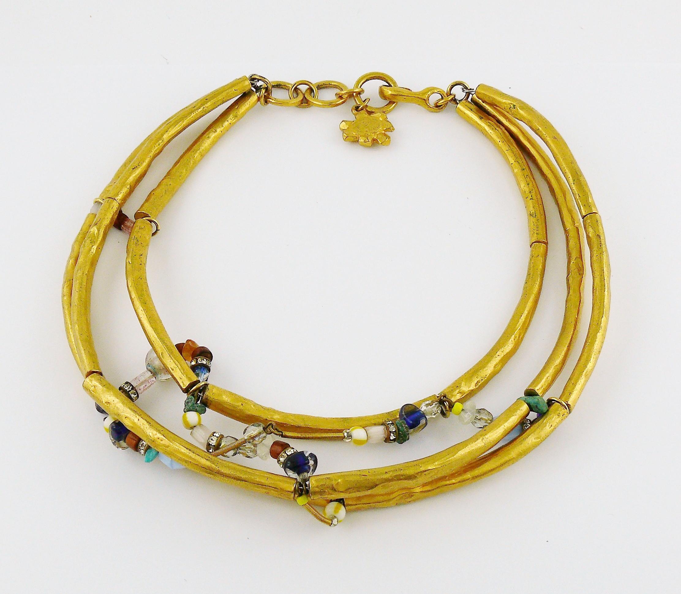 Christian Lacroix Vintage Jewelled Tubula Choker Necklace For Sale 4