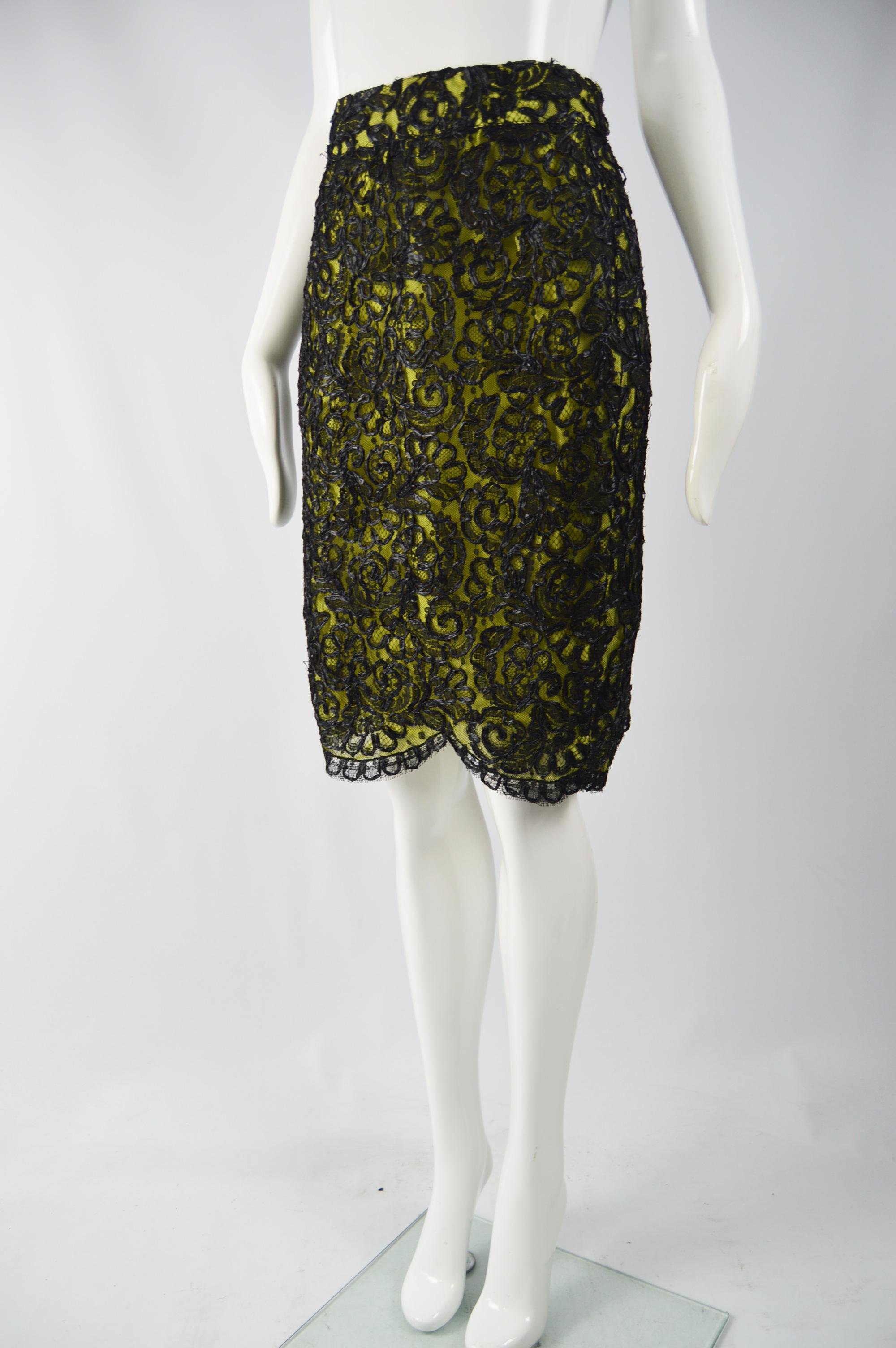 Black Christian Lacroix Vintage Lace & Raffia Skirt For Sale