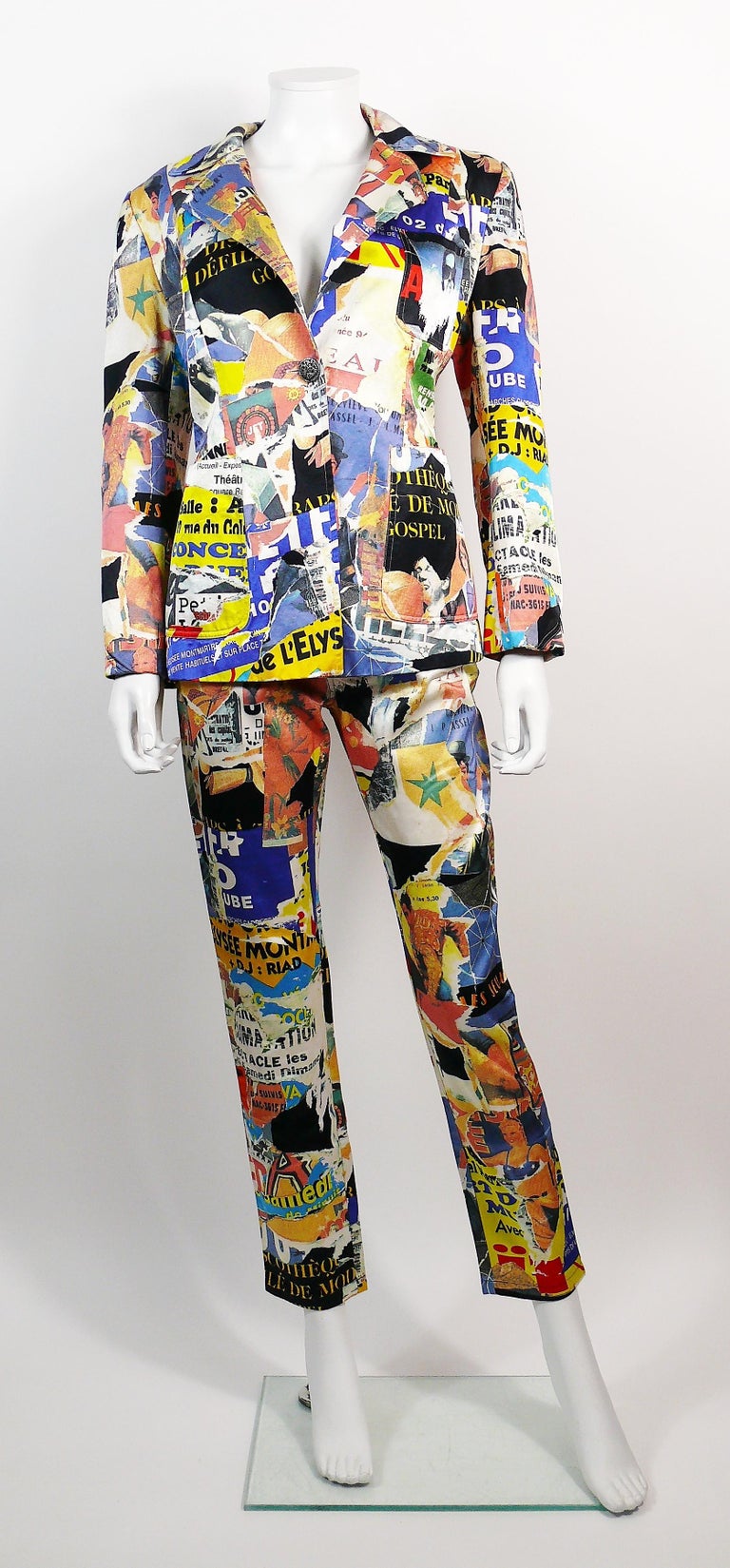 Christian Lacroix Vintage Lacerated Poster Pop Art Blazer and Pant Suit ...