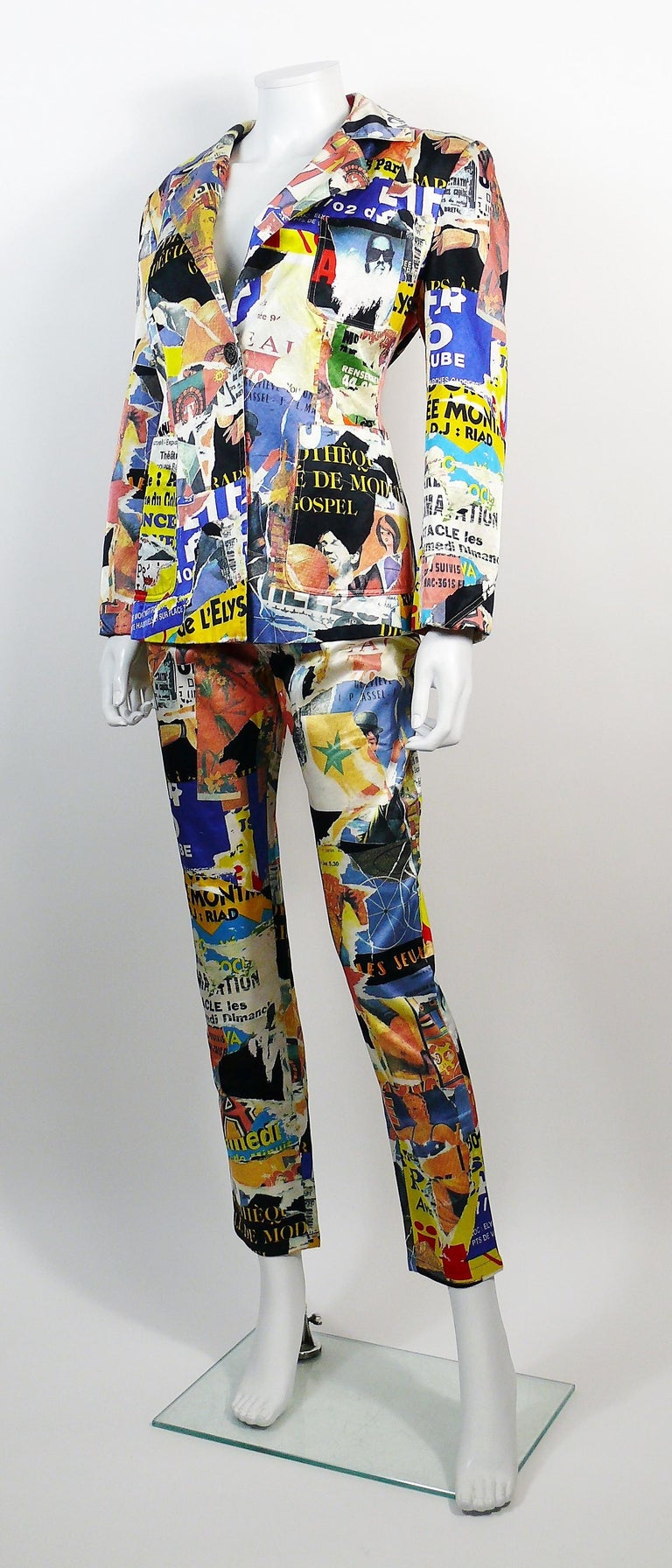 Christian Lacroix Vintage Lacerated Poster Pop Art Blazer and Pant Suit ...