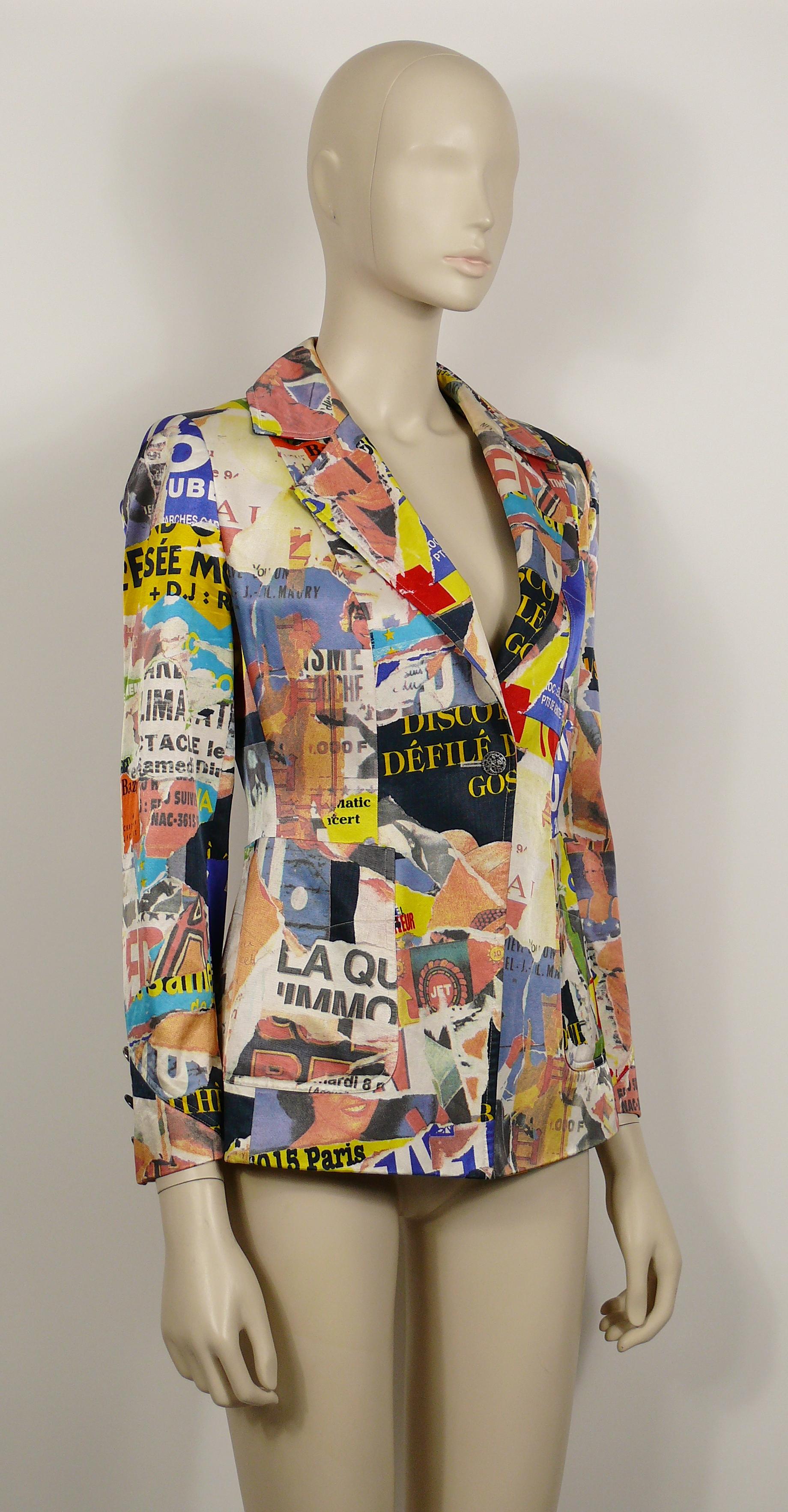 CHRISTIAN LACROIX vintage colourful Pop Art blazer featuring a stunning lacerated retro poster print all over in vibrant colors.

Label reads BAZAR de CHRISTIAN LACROIX.
Made in France.

Size label reads : 38.

Missing composition label.

Indicative