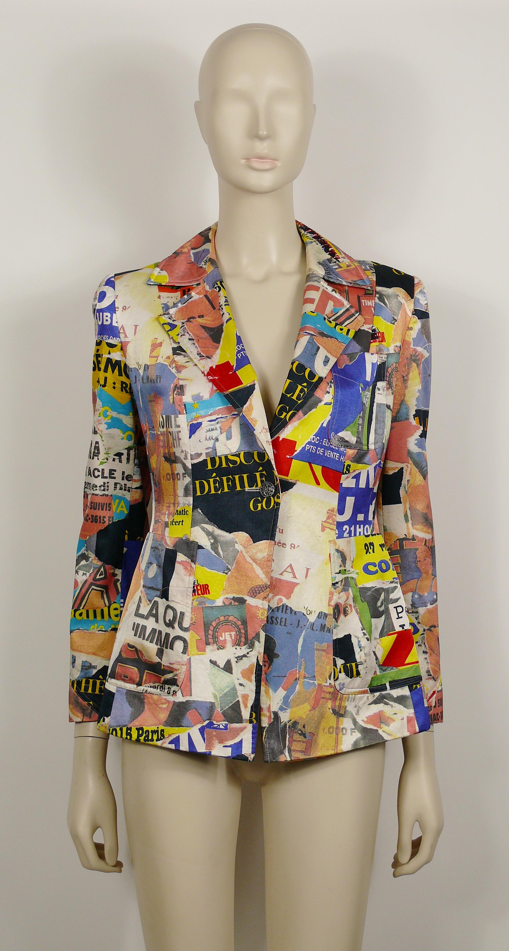 Brown Christian Lacroix Vintage Lacerated Poster Pop Art Blazer