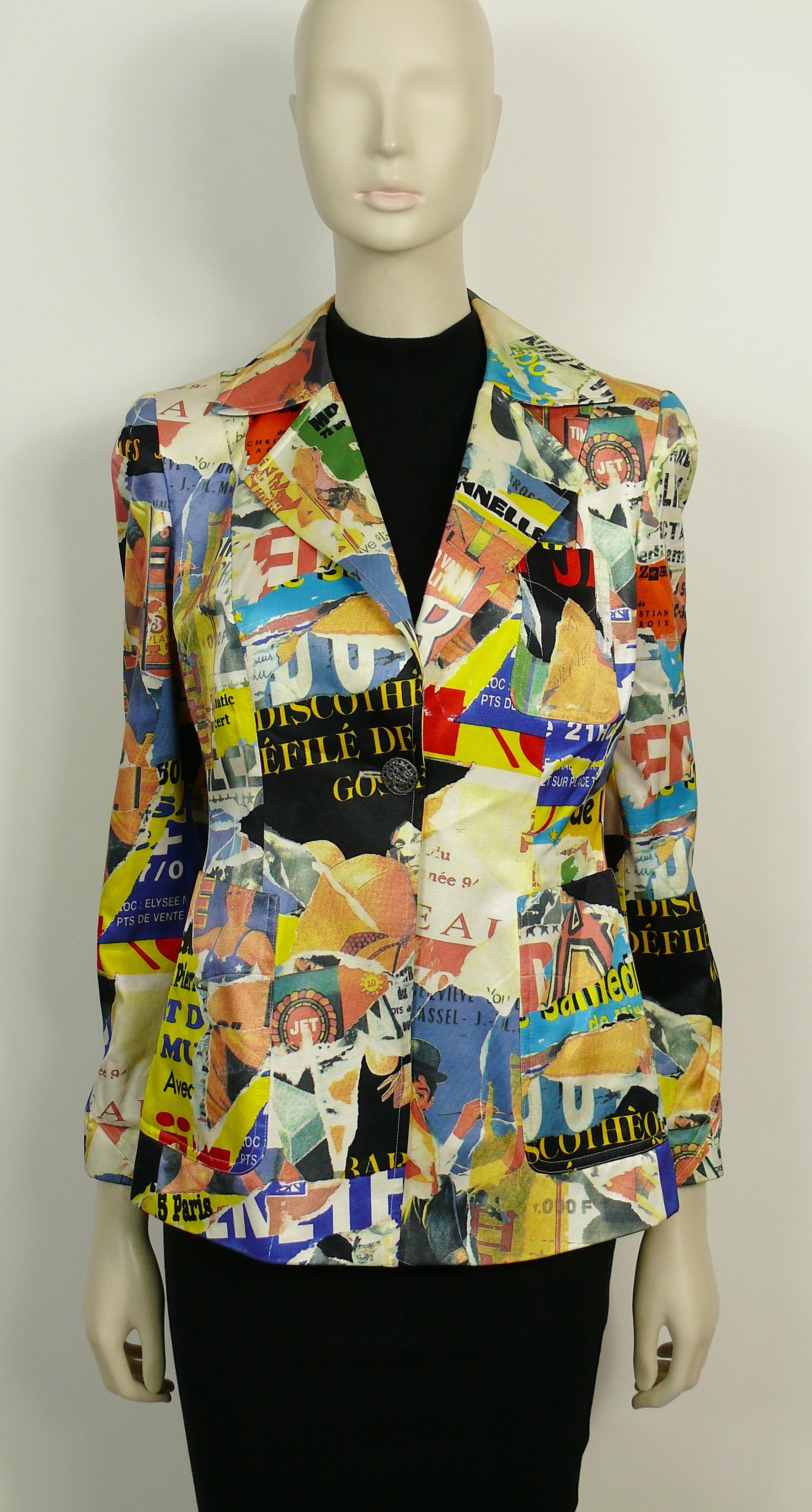 Christian Lacroix Vintage Póster Lacerado Blazer Pop Art en Bueno estado para la venta en Nice, FR