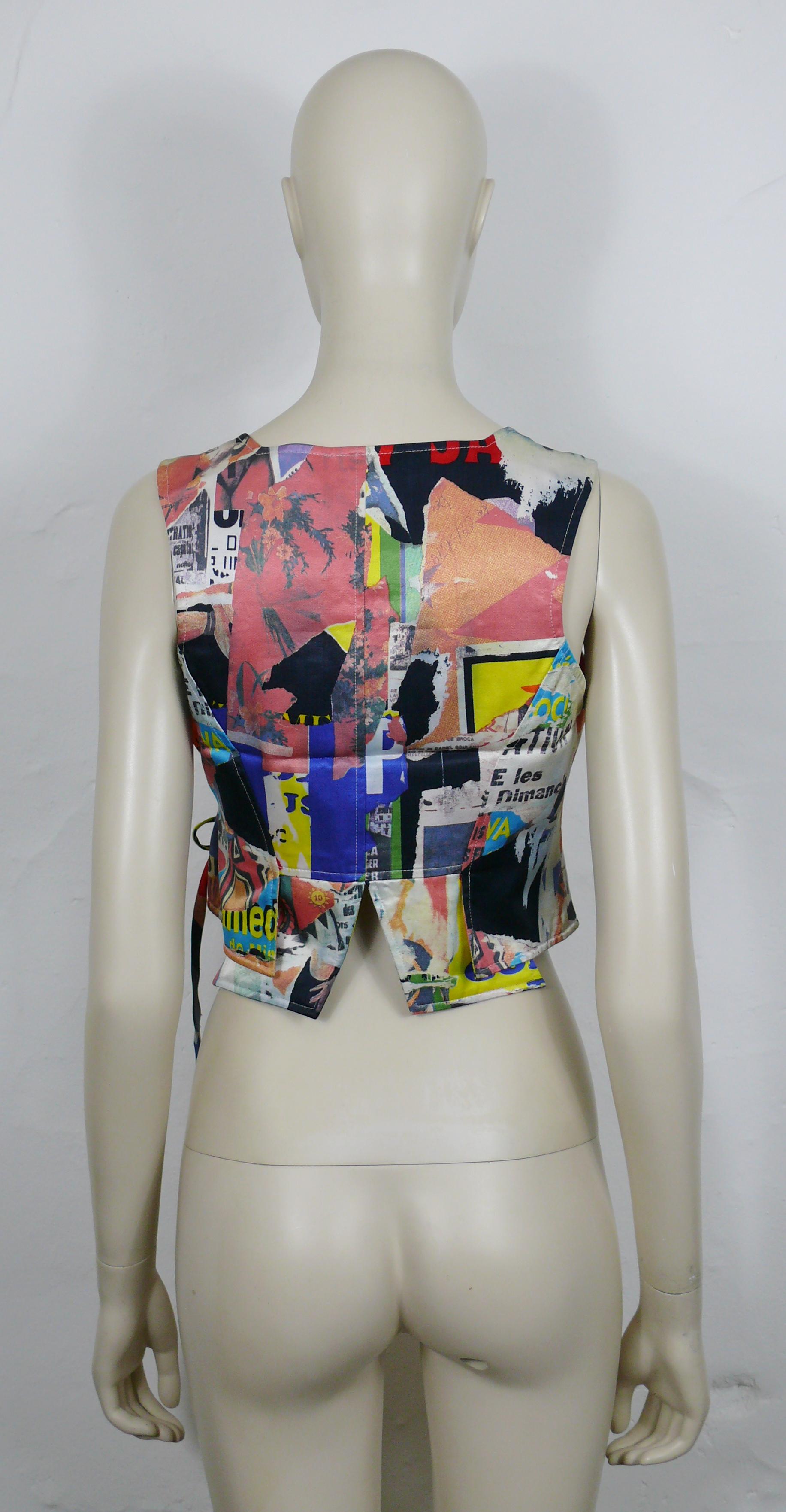 CHRISTIAN LACROIX Vintage Lacerated Poster Pop Art Vest For Sale 3