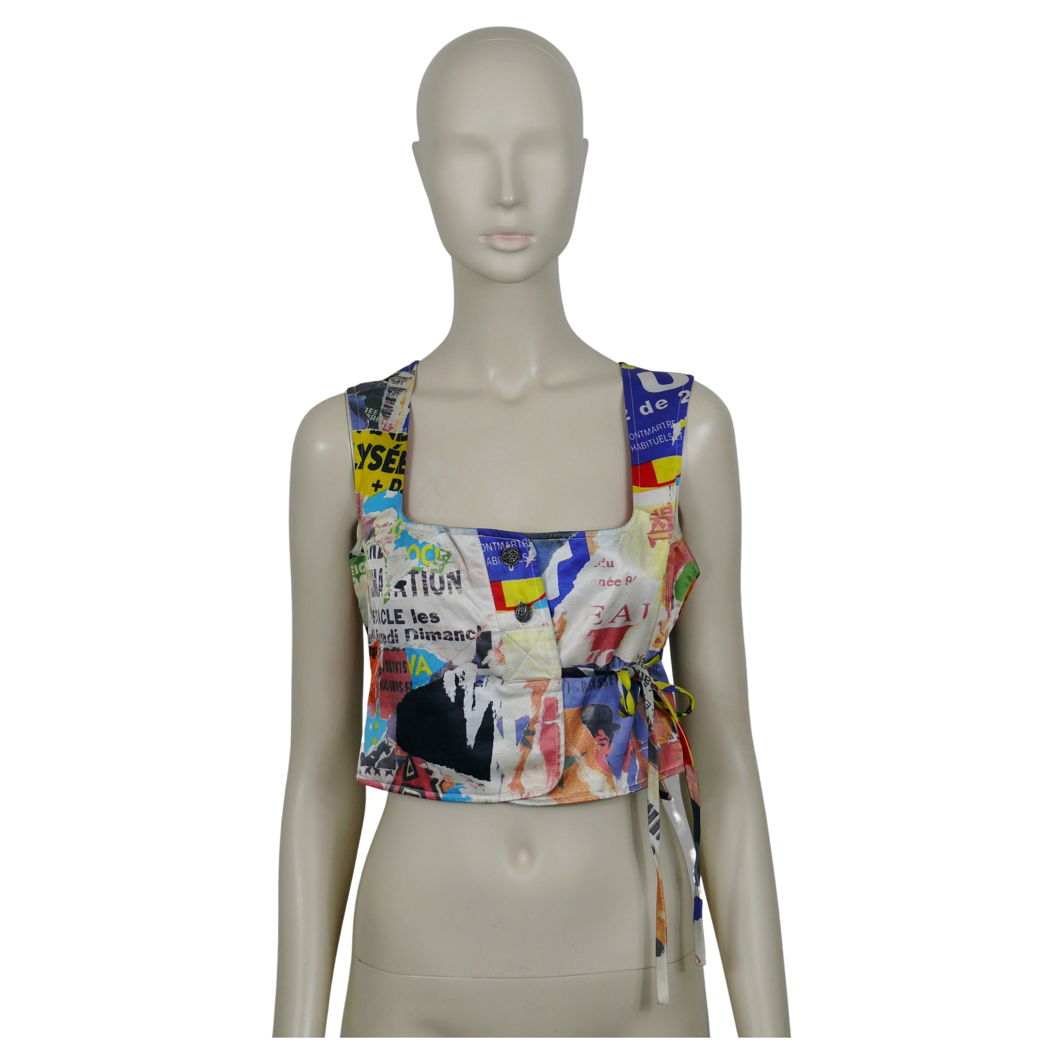 CHRISTIAN LACROIX Vintage Lacerated Poster Pop Art Vest For Sale