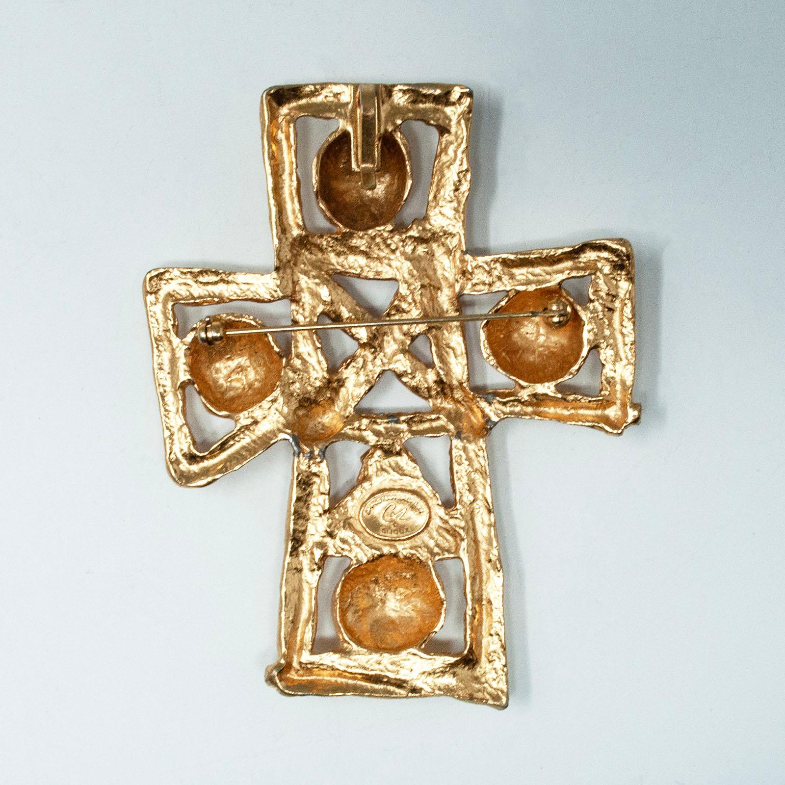 Contemporary Christian Lacroix Vintage Large Cross Brooch/Pendant For Sale