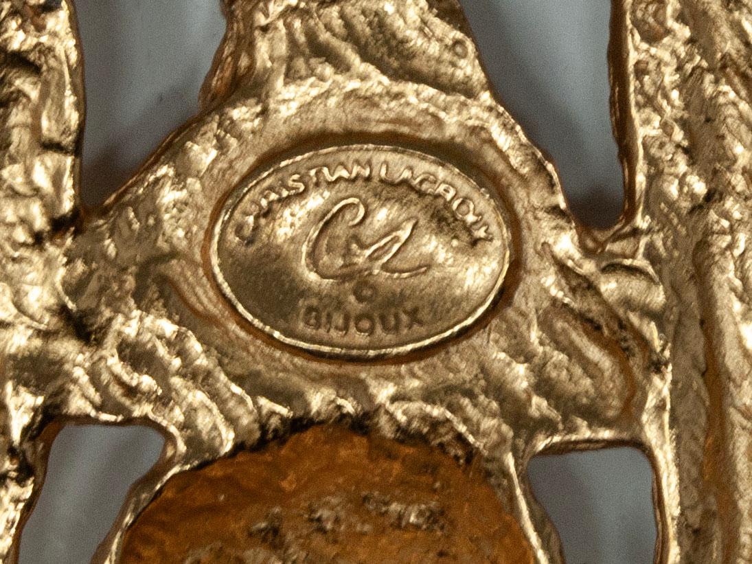Christian Lacroix Vintage Large Cross Brooch/Pendant In Good Condition For Sale In Point Richmond, CA