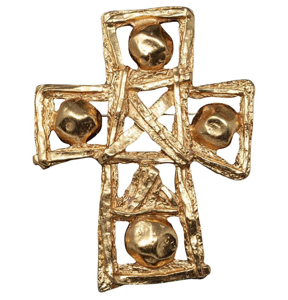Women's or Men's Christian Lacroix Vintage Large Cross Brooch/Pendant For Sale
