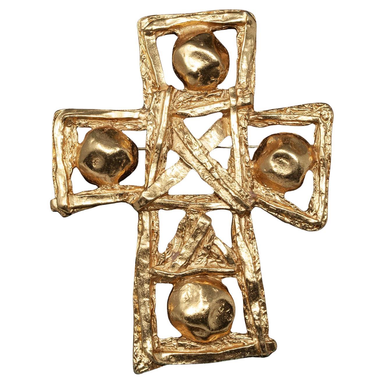 Christian Lacroix Vintage Large Cross Brooch/Pendant For Sale