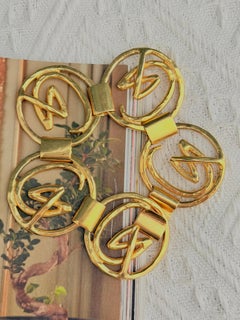 Christian Lacroix Vintage Large Gold Circle Openwork Logo Chunky Linked Bracelet