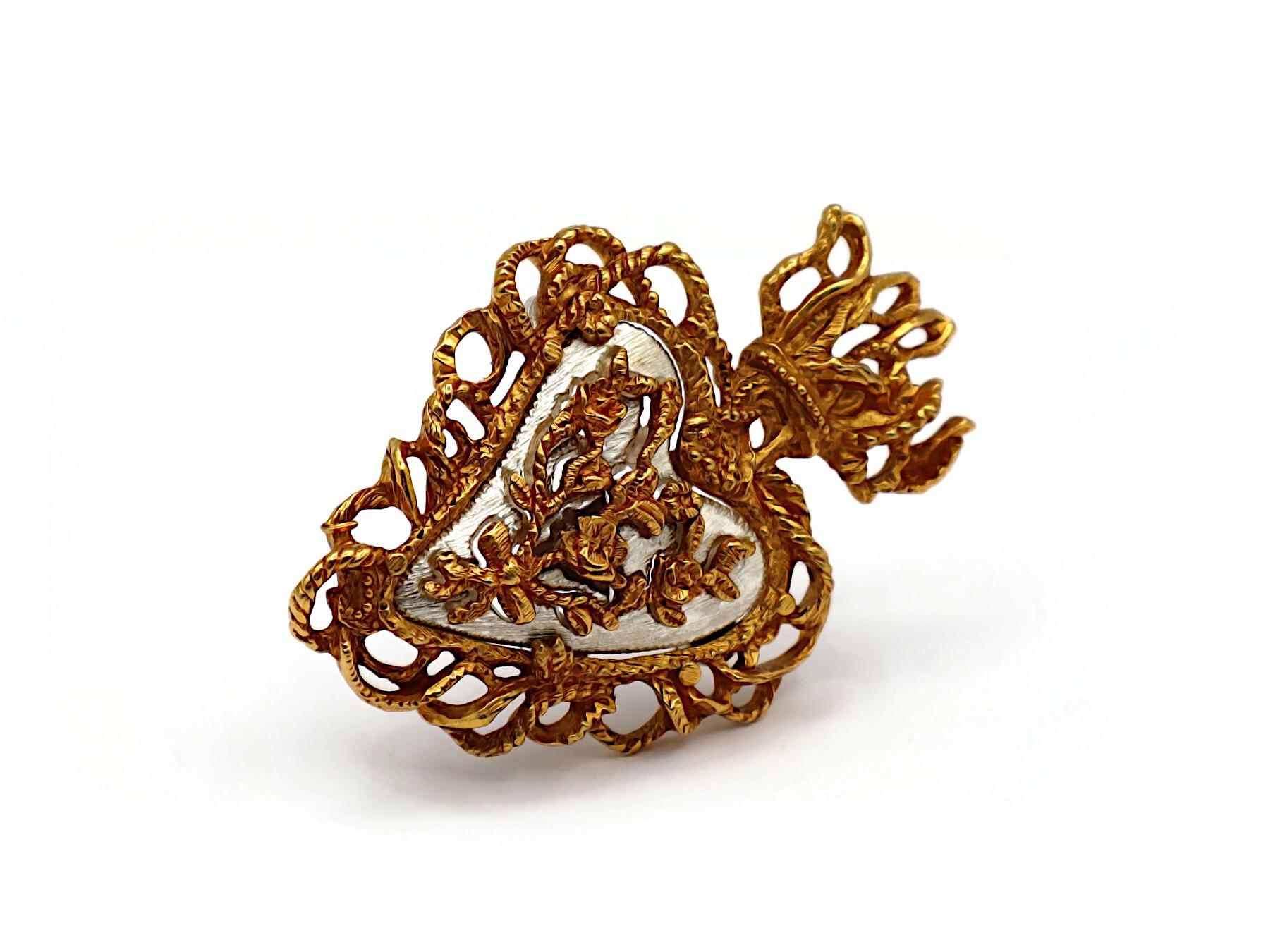 CHRISTIAN LACROIX Édition limitée Noël 1997 Sacré  Broche cœur flamboyant Bon état - En vente à Nice, FR
