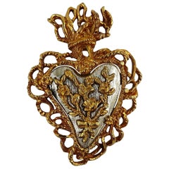 Christian Lacroix Vintage Limited Edition Noel 1997 Sacred  Flaming Heart Brooch