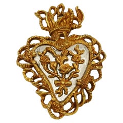 Christian Lacroix Vintage Limited Edition Noel 1997 Sacred  Flaming Heart Brooch