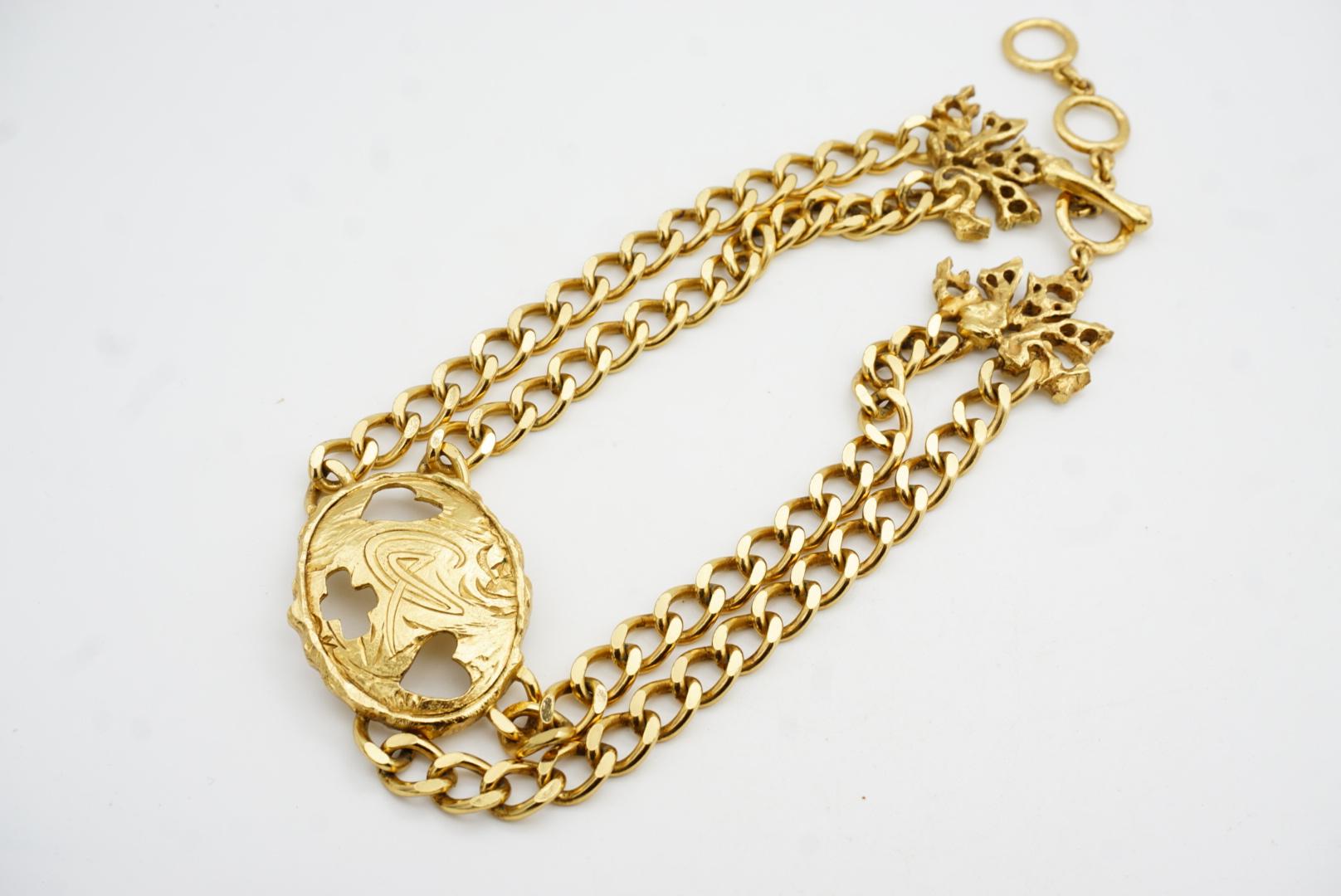 Collier ras du cou double couche avec logo Vintage Lacroix, cœur ovale et croix en vente 3