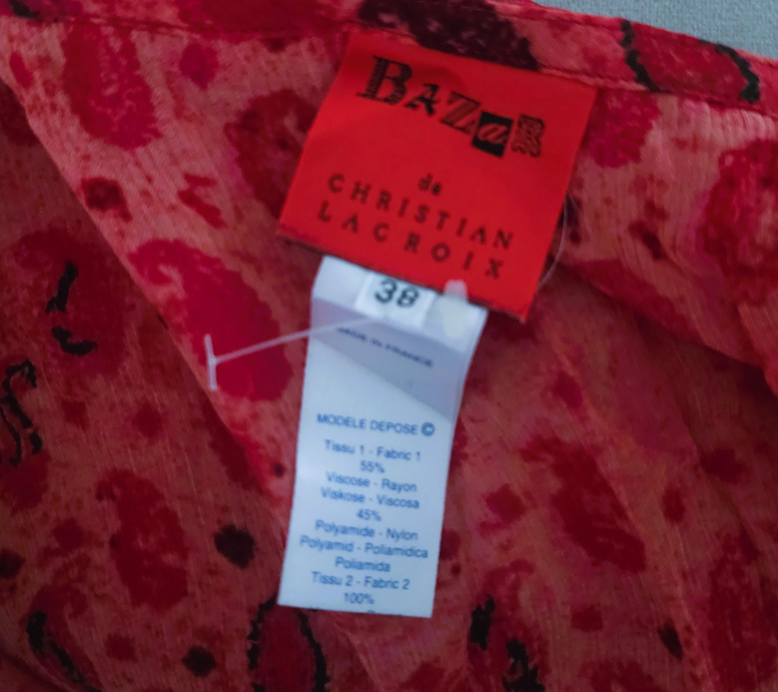 Christian Lacroix Vintage Falda Larga Roja y Rosa Años 90 en venta 6