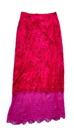 Christian Lacroix Vintage Long Skirt Red and Pink 1990s