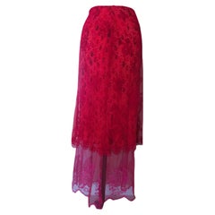 Christian Lacroix Gonna lunga vintage rossa e rosa anni '90