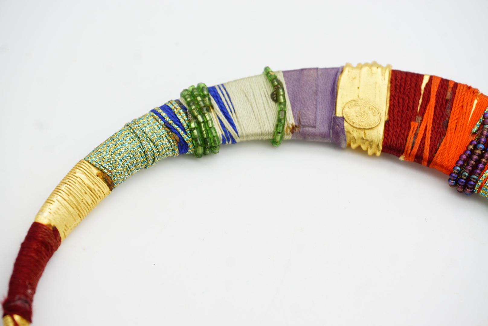 Christian Lacroix Vintage Masai Red Navy Green Crystals Choker Collar Necklace For Sale 10