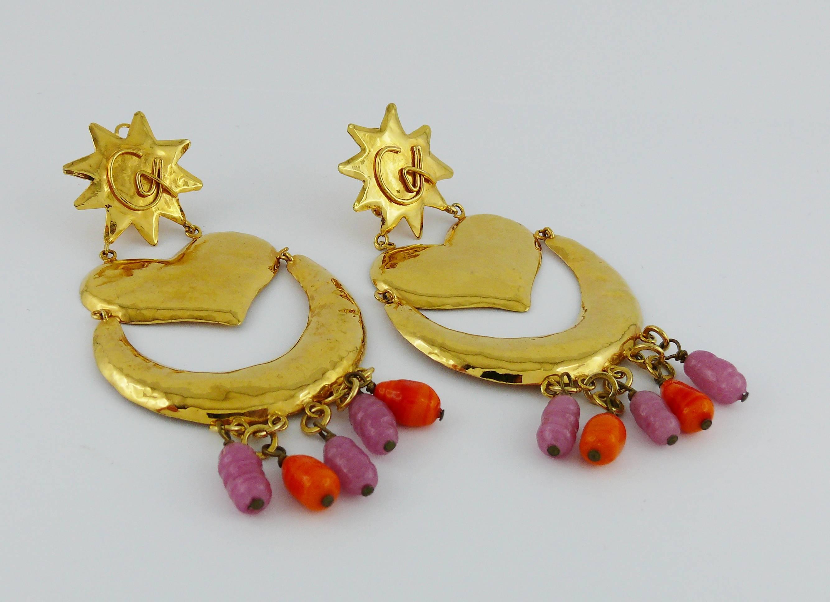 Christian Lacroix Vintage Massive Dangling Earrings In Excellent Condition For Sale In Nice, FR