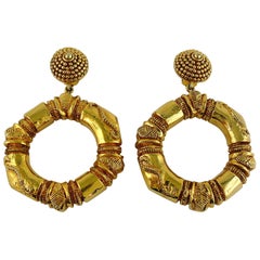 Christian Lacroix Vintage Massive Ethnic Inspired Hoop Earrings