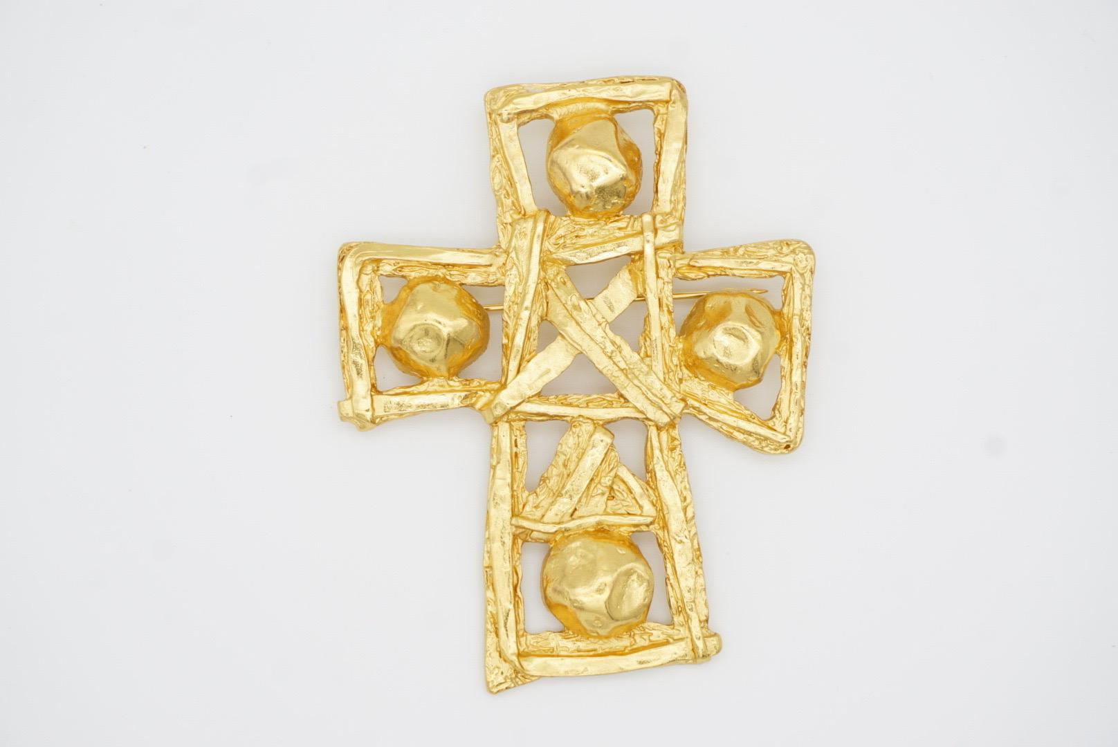 Christian Lacroix Vintage Massive Extra Large Huge Cross Openwork Brooch Pendant 6