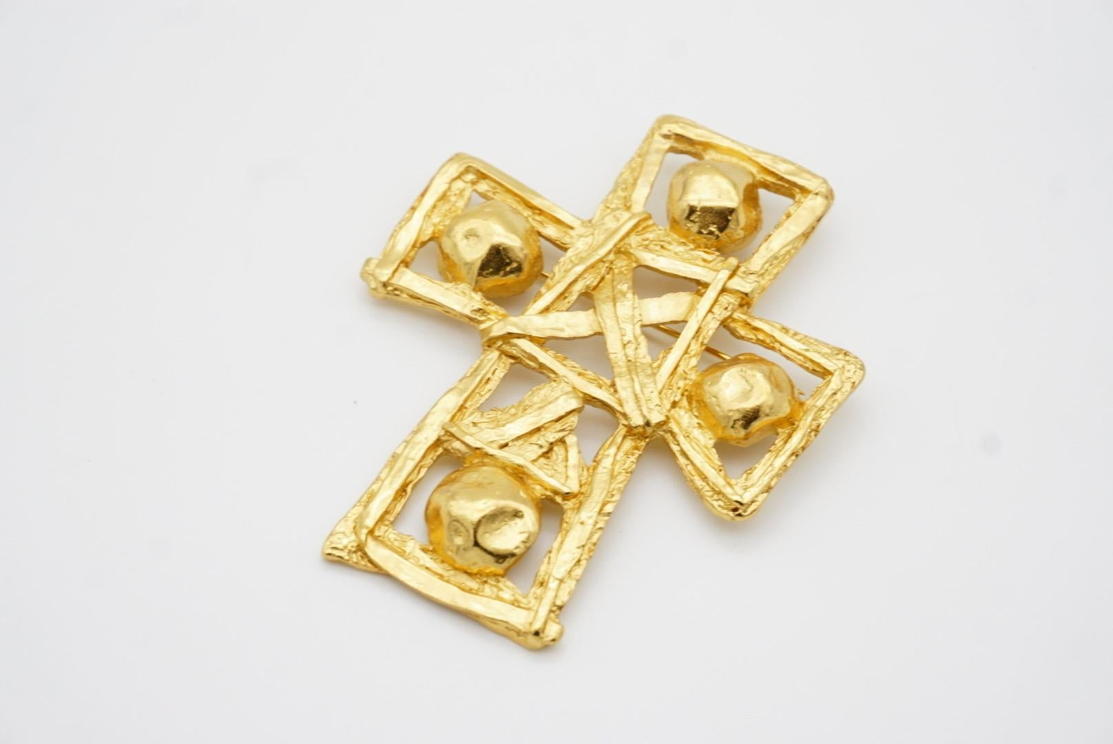 Christian Lacroix Vintage Massive Extra Large Huge Cross Openwork Brooch Pendant 7