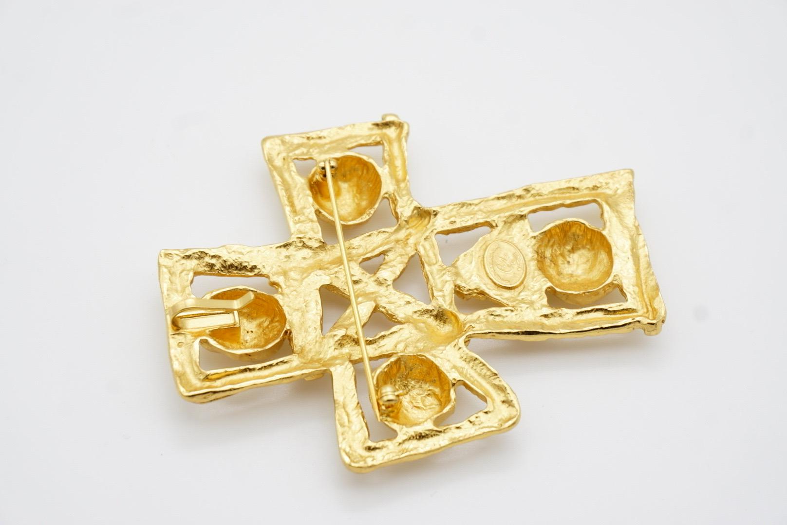 Christian Lacroix Vintage Massive Extra Large Huge Cross Openwork Brooch Pendant 10