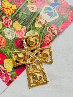 Christian Lacroix Vintage Colgante Macizo Extra Grande Broche Cruz Calada
