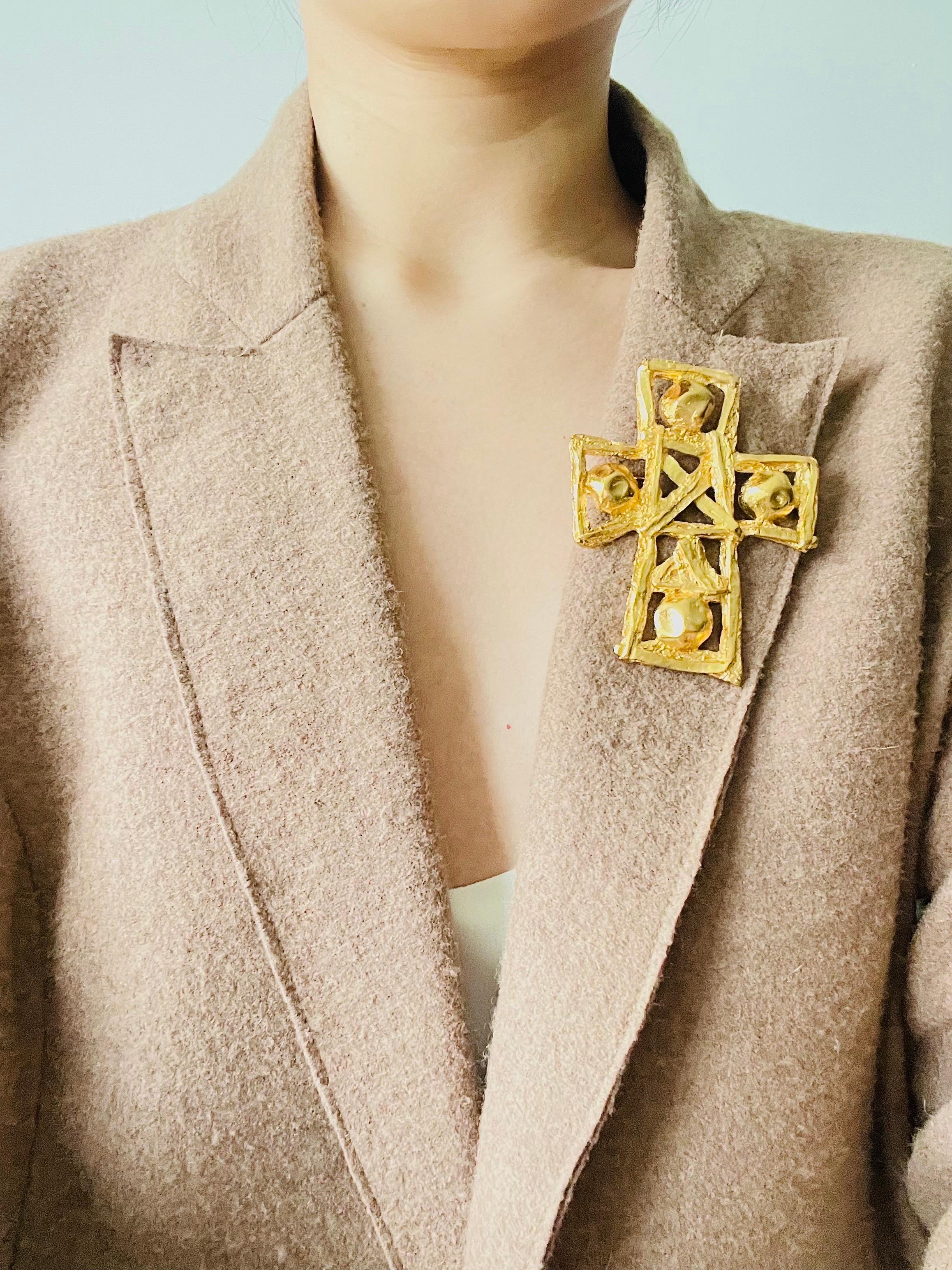Christian Lacroix Vintage Massive Extra Large Huge Cross Openwork Brooch Pendant 2